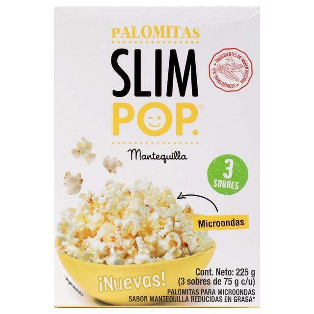 Slimpop Butter Microwave Popcorn 3-Pack 225 g